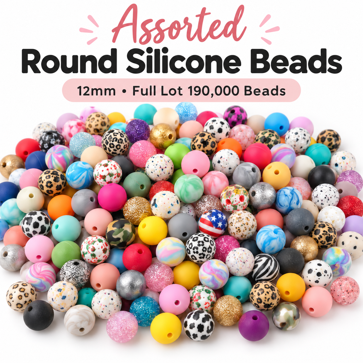 Silicone Beads 12mm Round - 190000/LOT