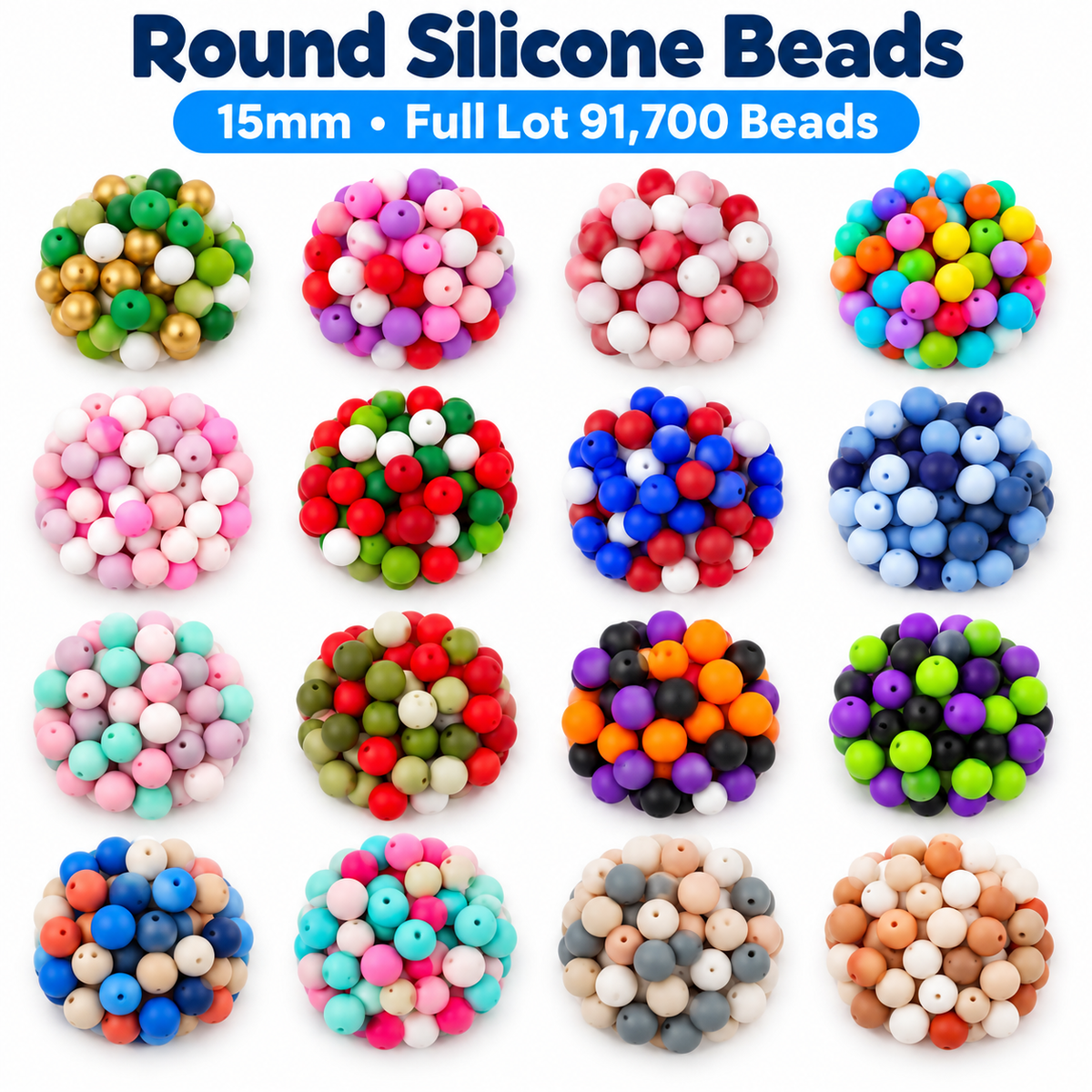 Silicone Beads 15mm Assorted Packs - 91700/LOT