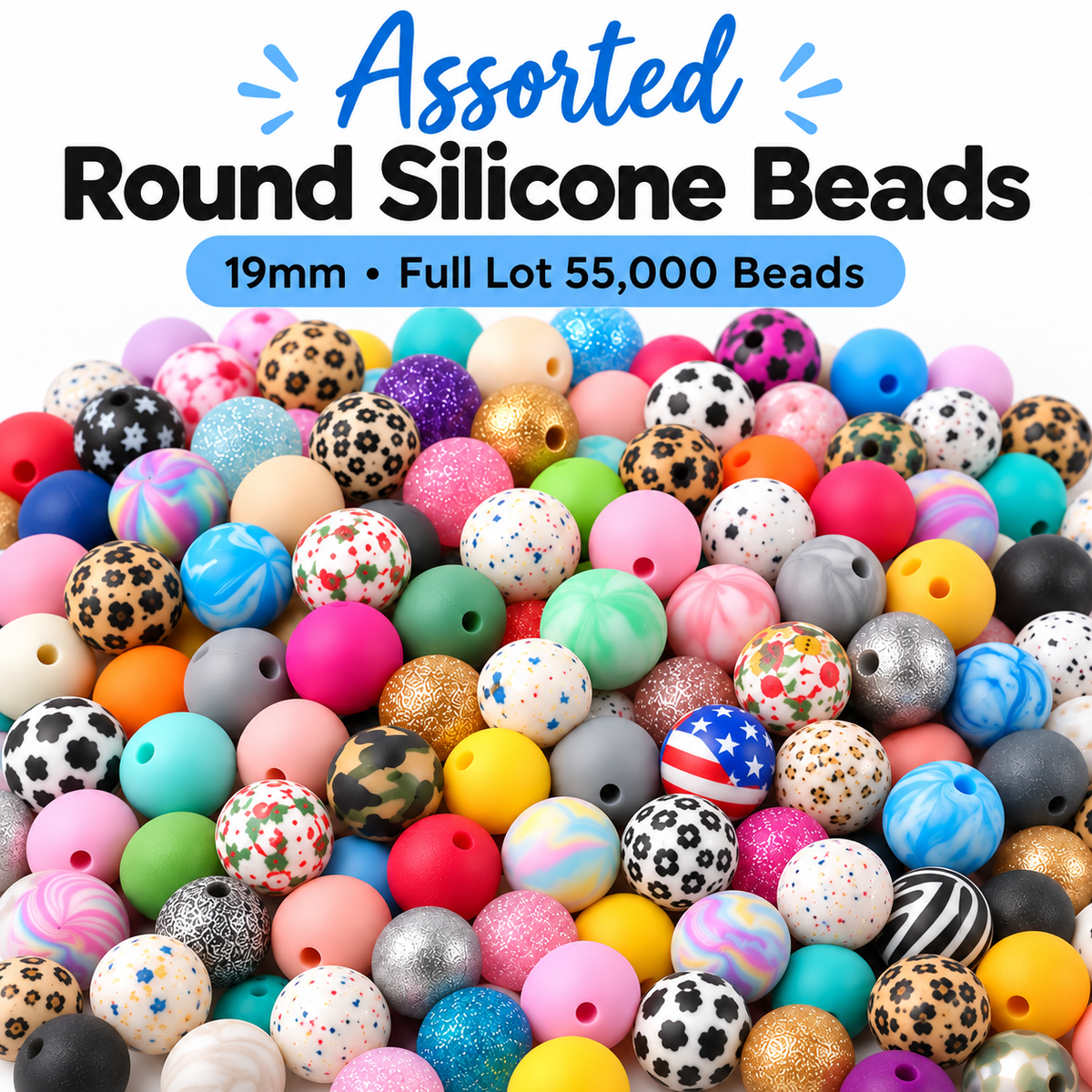 Silicone Beads 19mm Round - 55000/LOT