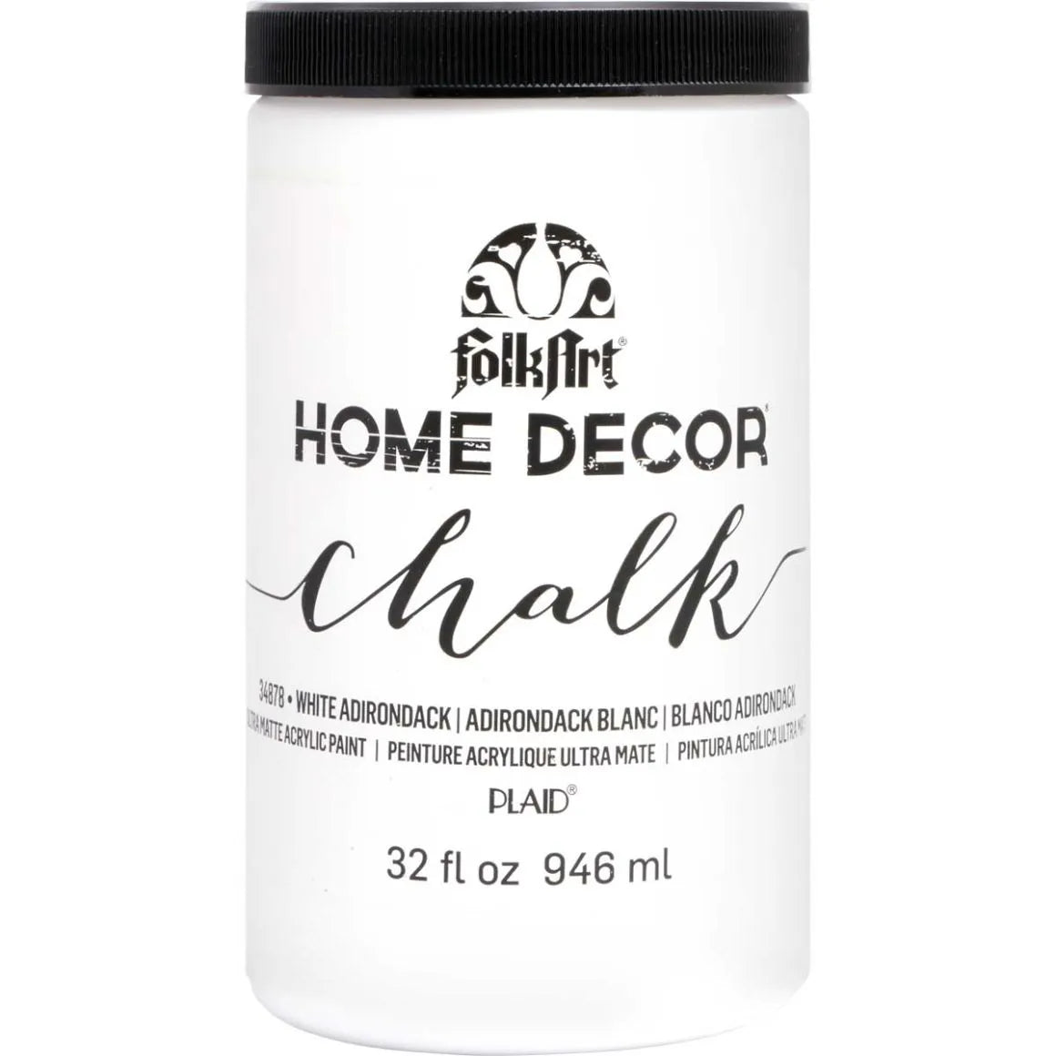 FolkArt Chalk Acrylic Paint - White Adirondack (32 oz Bottle) DIY Craft Warehouse