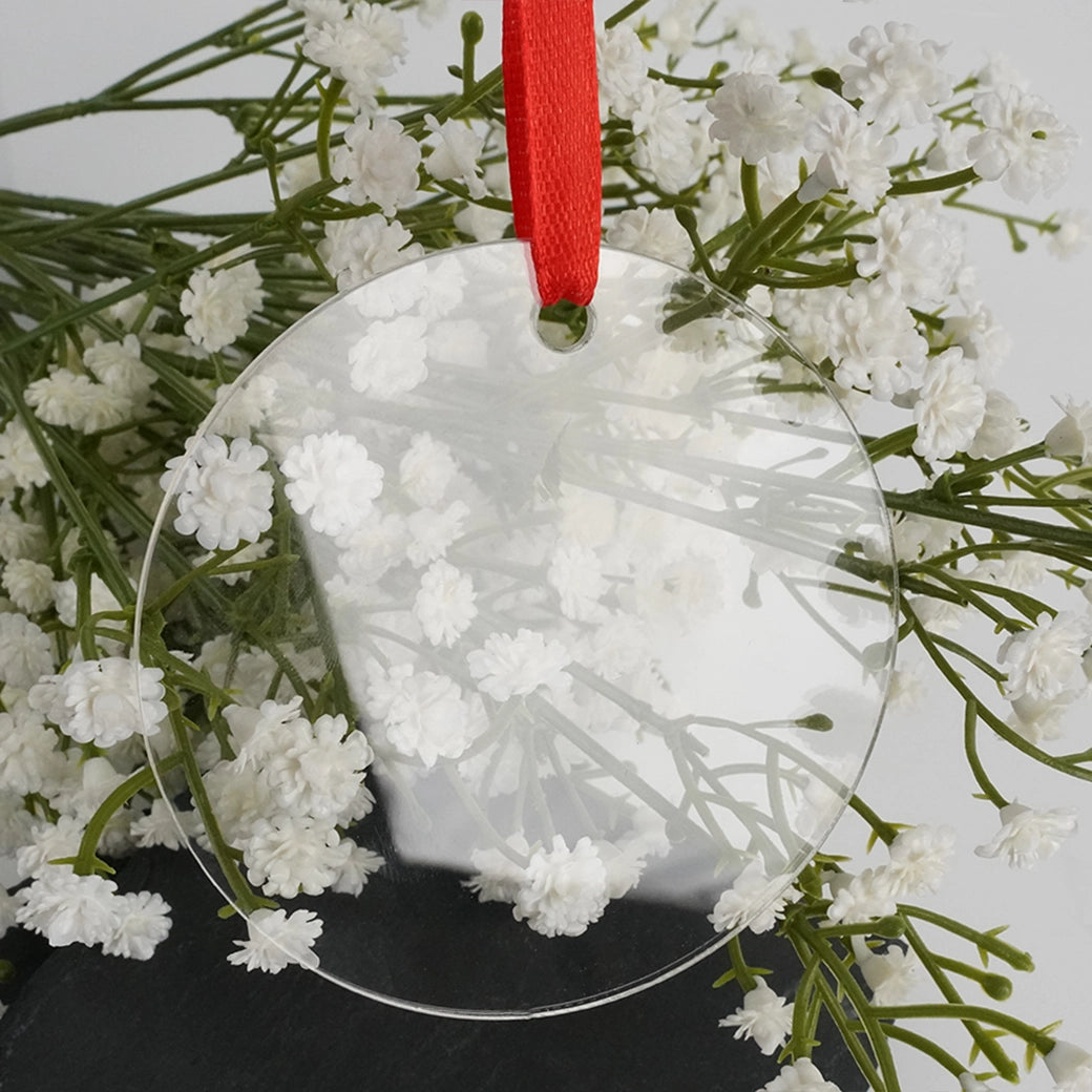 Master Maker Crafts -  Acrylic Ornament Round with Red Ribbon - (5 Pack - 3") | Master Maker Crafts - Wholesale Craft Supplies - Fast Shipping from Ohio DIY Craft Warehouse