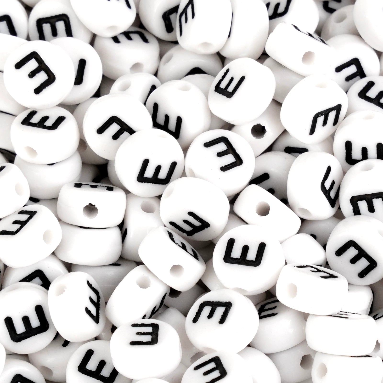 Master Maker Crafts wholesale round white letter E beads, craft supplies, fast shipping Ohio