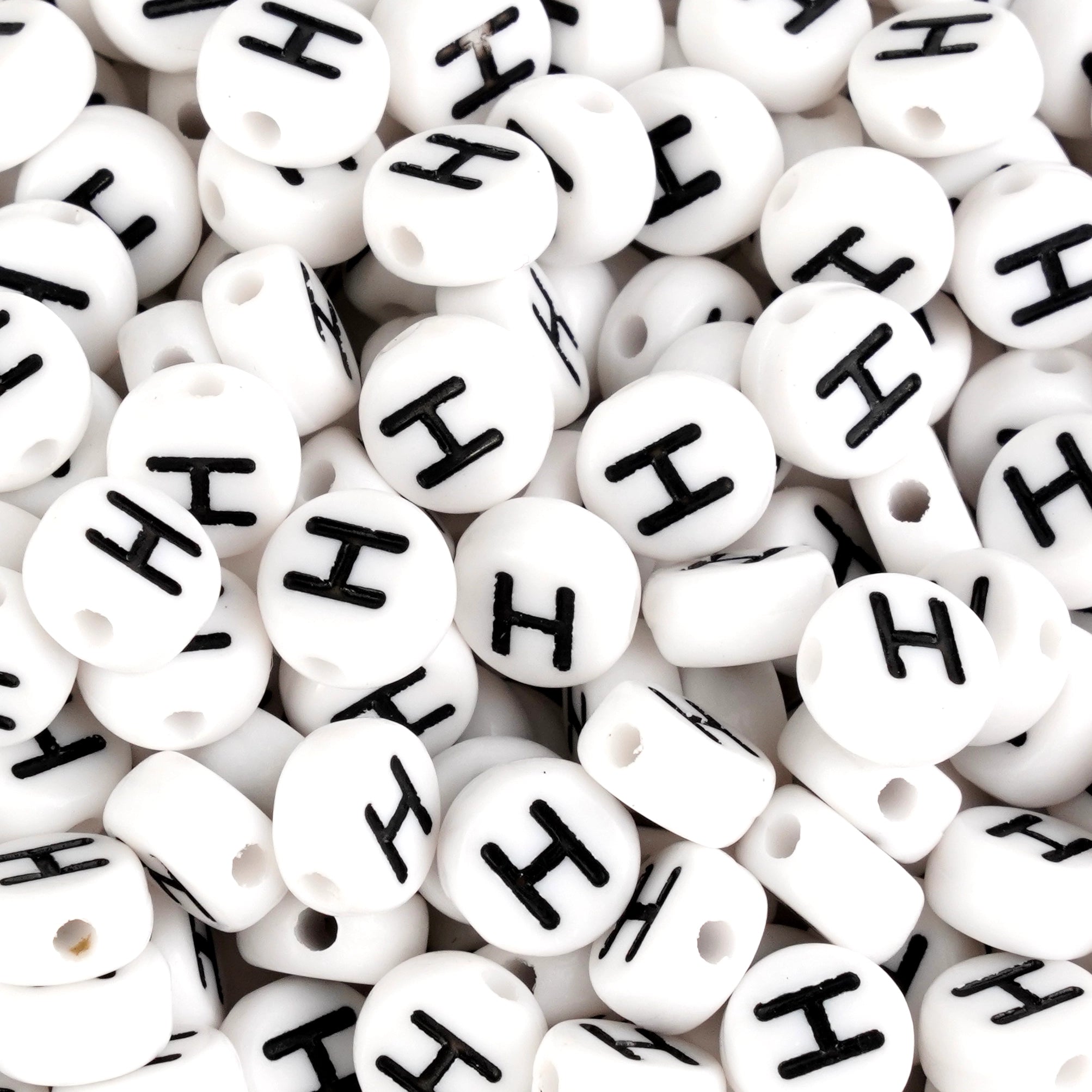 Master Maker Crafts wholesale white letter H beads, round craft supplies bulk, Ohio fast shipping DIY Craft Warehouse