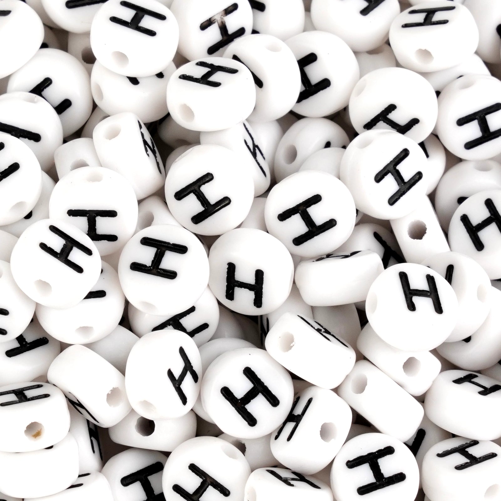 Master Maker Crafts wholesale white letter H beads, round craft supplies bulk, Ohio fast shipping
