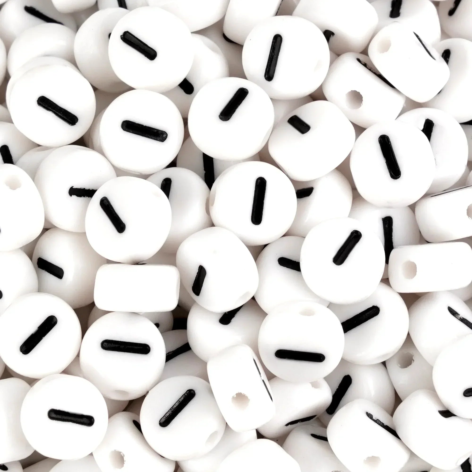 Makerbead String Letter Round String Bead - White & Black (Letter I) | Bulk Prices ...