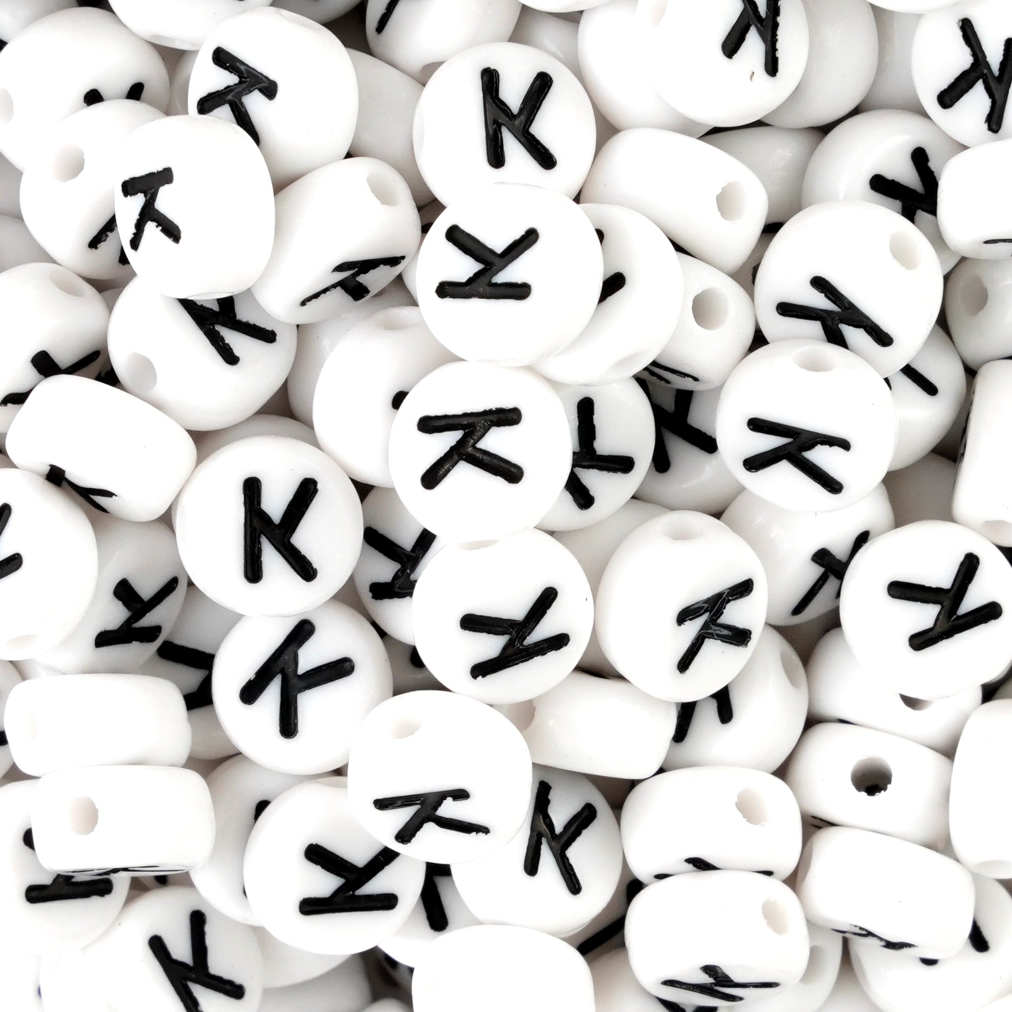 Master Maker Crafts wholesale black letter K white beads, craft supplies, fast shipping Ohio DIY Craft Warehouse