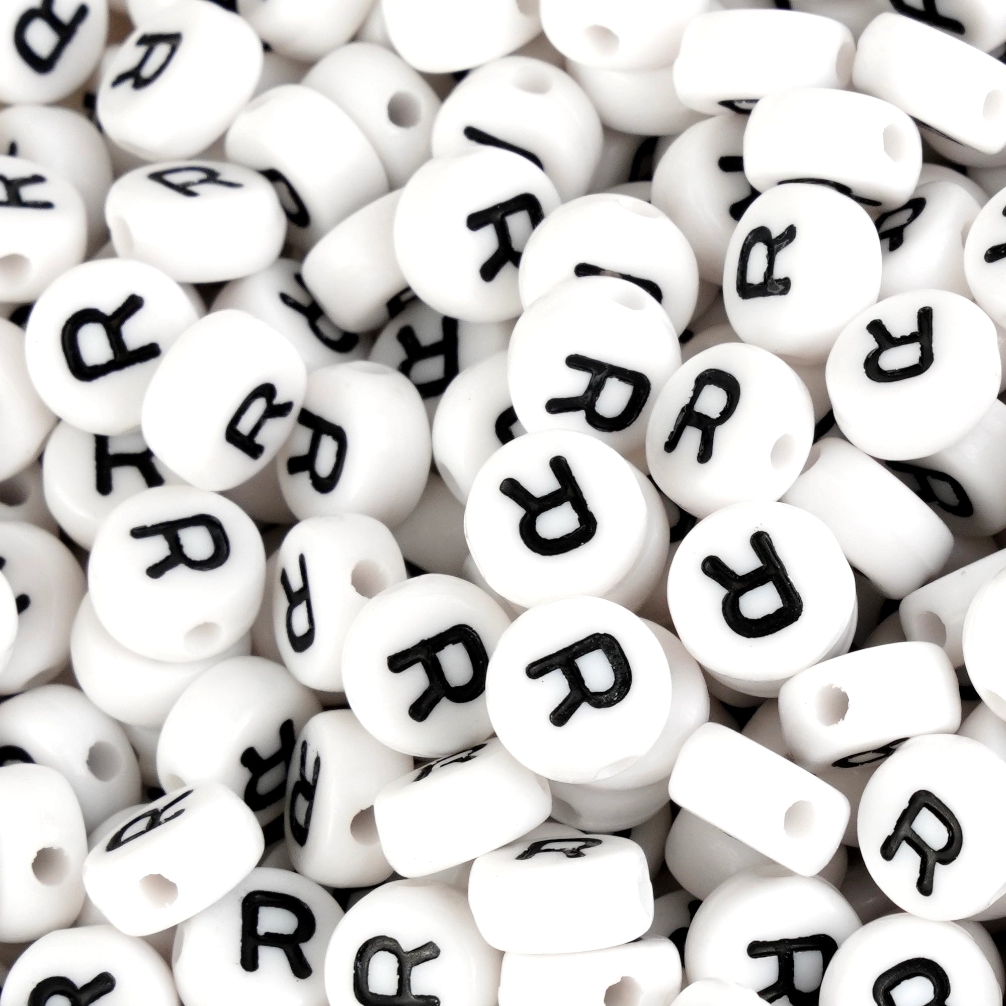Master Maker Crafts wholesale craft supplies, white alphabet letter R beads, fast shipping Ohio DIY Craft Warehouse