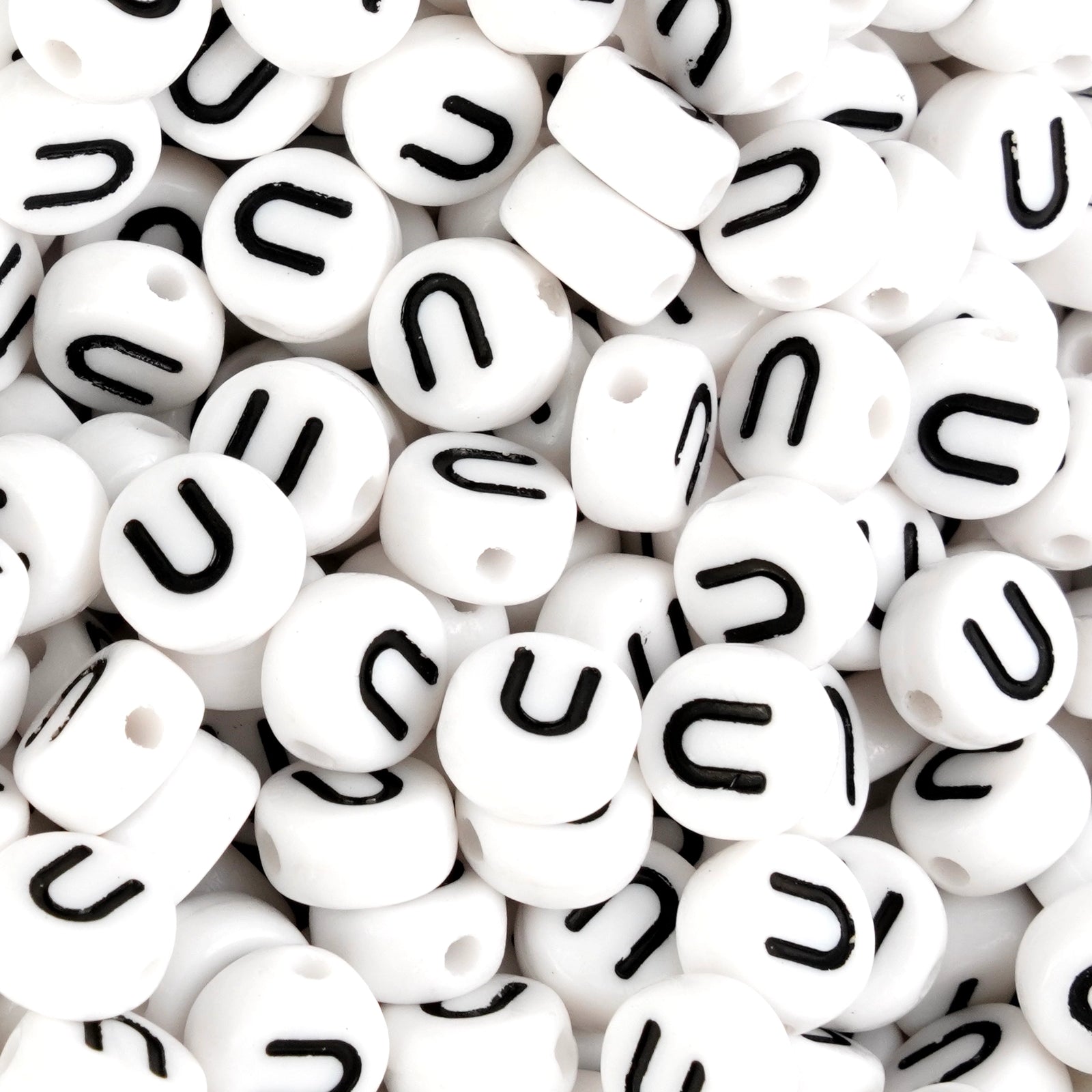 White letter U beads for jewelry, Master Maker Crafts wholesale craft supplies Ohio fast shipping