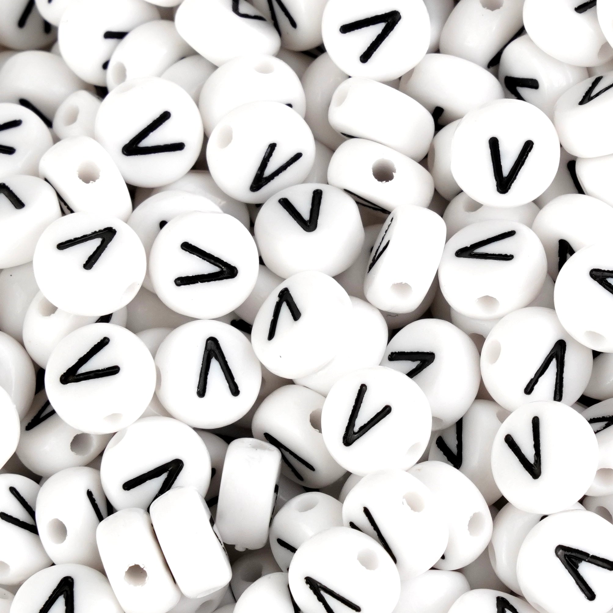 Master Maker Crafts white round V letter beads for wholesale craft supplies, fast shipping Ohio DIY Craft Warehouse
