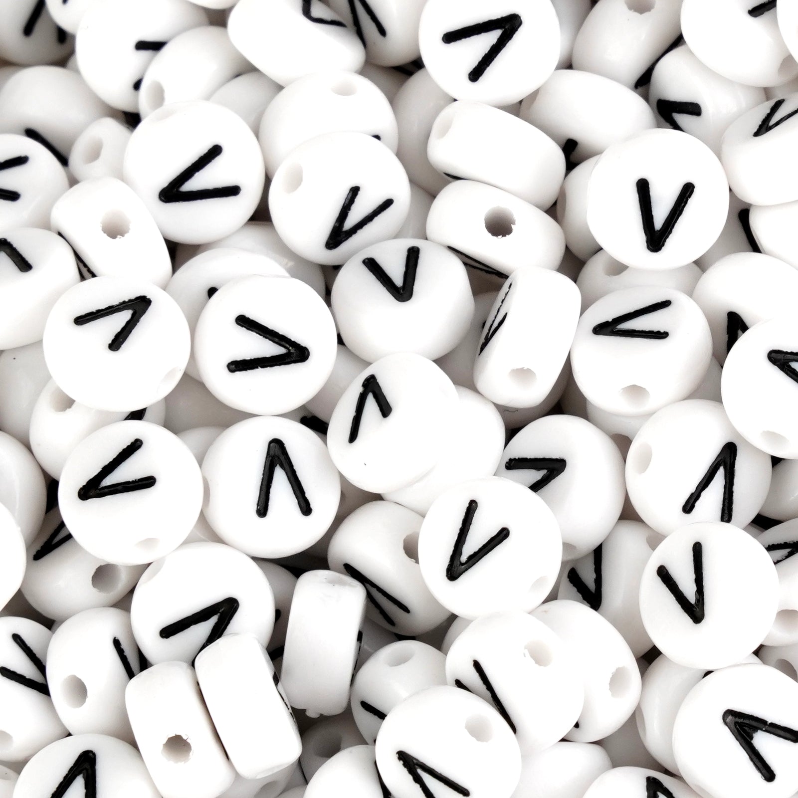 Master Maker Crafts white round V letter beads for wholesale craft supplies, fast shipping Ohio