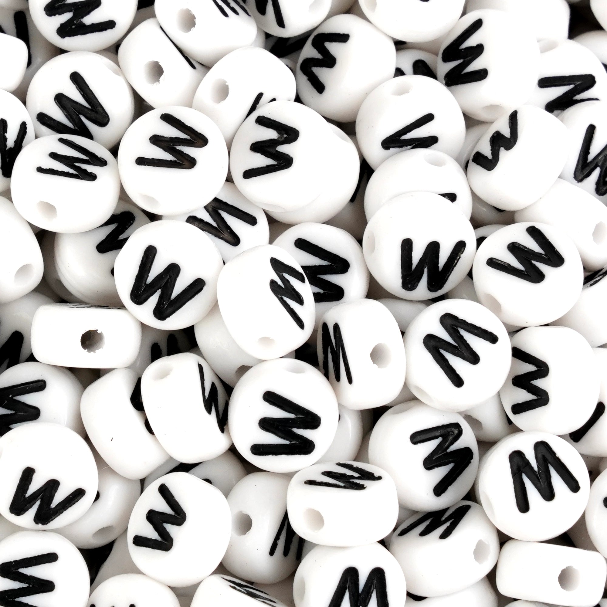 White round letter W beads bulk, Master Maker Crafts wholesale craft supplies, Ohio fast shipping DIY Craft Warehouse