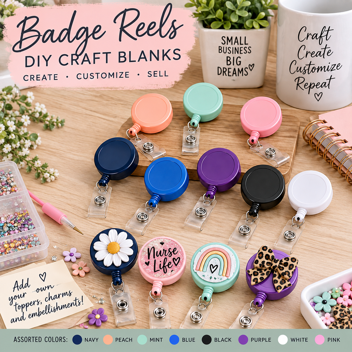 Badge Reel Blanks Assorted Colors - 6200/Case
