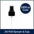 Sprayer & Cap Black Smooth -24/410, 8" Dip Tube (1000/Case)