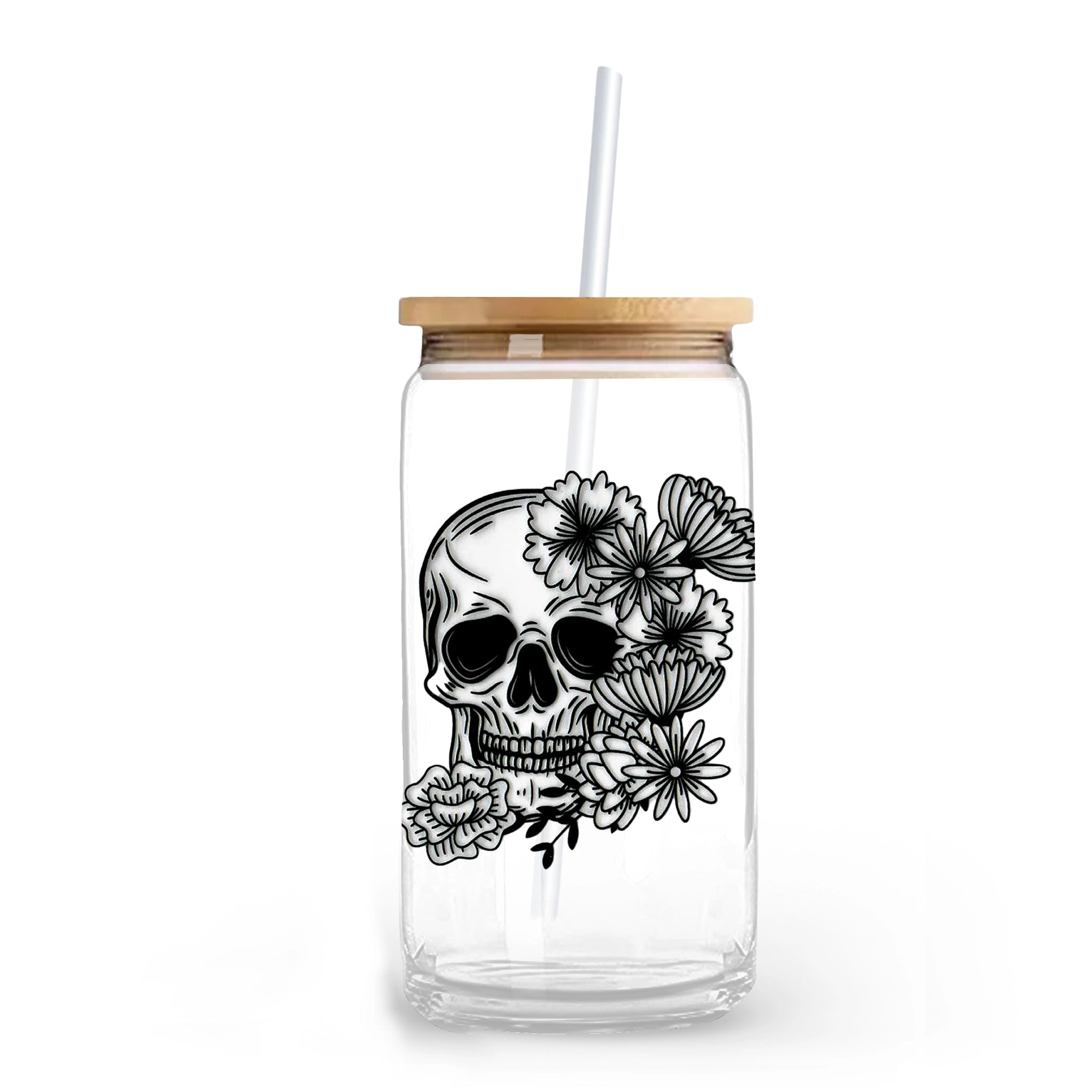 Master Maker Crafts -  UV DTF Decal - Black Floral Skull 2 Decals 3.5" (Cup NOT Inclued) | Master Maker Crafts - Wholesale Craft Supplies - Fast Shipping from Ohio DIY Craft Warehouse