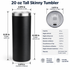 20 oz Tall Skinny Tumbler - Black (25/Case)