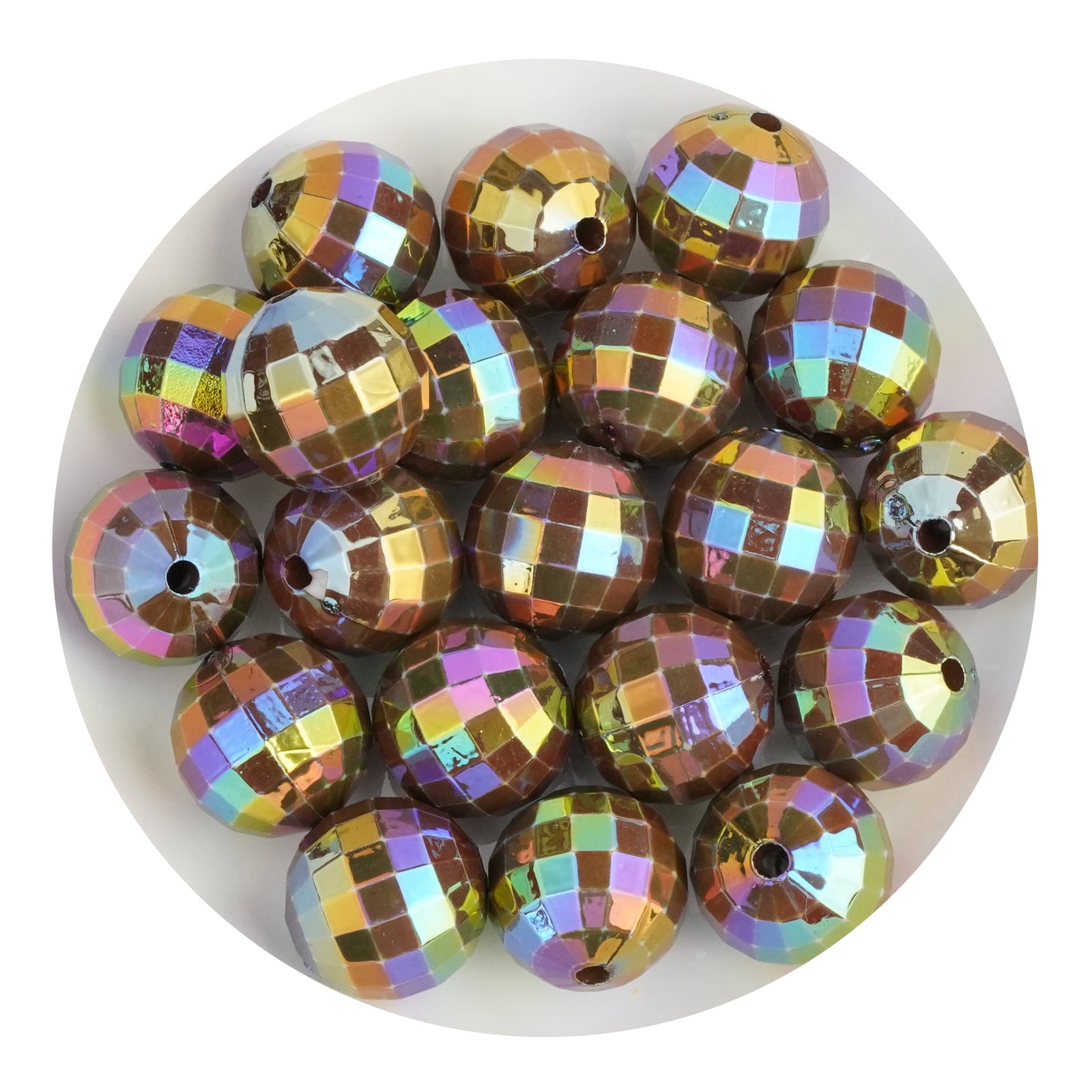 Master Maker Crafts -  Acrylic Round String Disco Bling Beads - Brown Rainbow Iridescent (5 per Bag - 16mm) | Master Maker Crafts - Wholesale Craft Supplies - Fast Shipping from Ohio