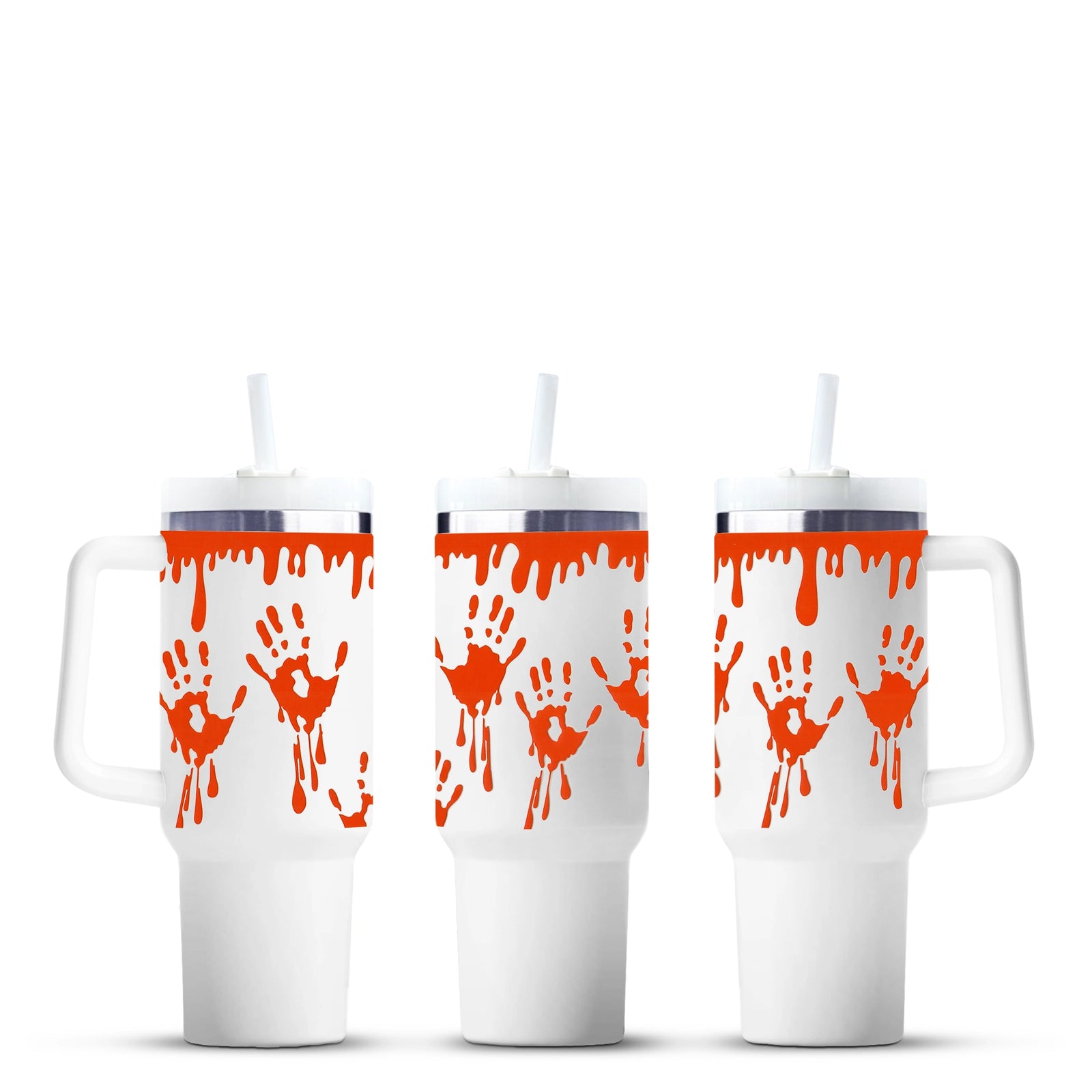 40oz tumbler with red blood drip and handprint design, Master Maker Crafts wholesale Ohio