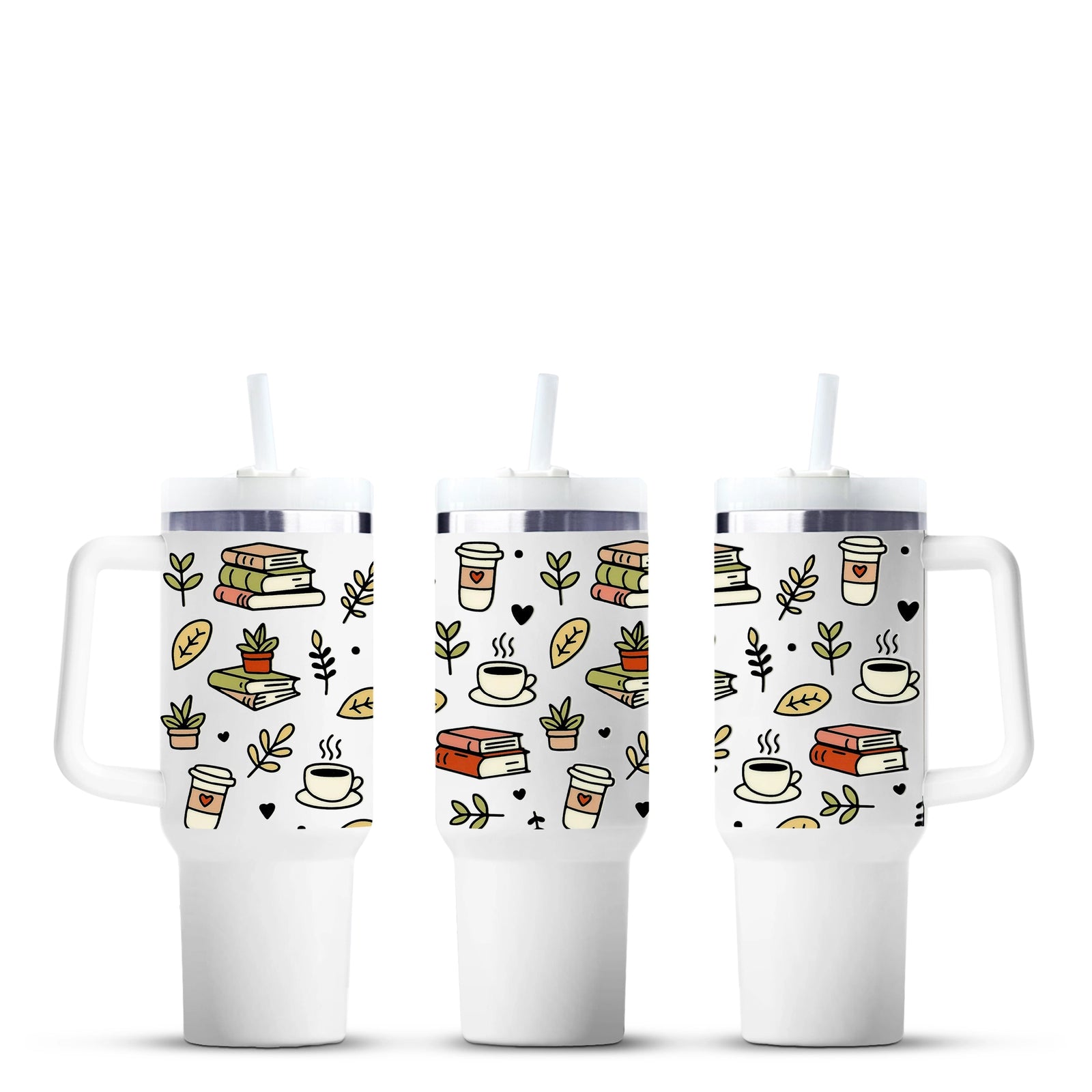 Master Maker Crafts tumblers with books, coffee, plants, wholesale craft supplies Ohio