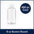 Boston Round Clear PET Bottle 8 oz- 24/410 (480/Case)