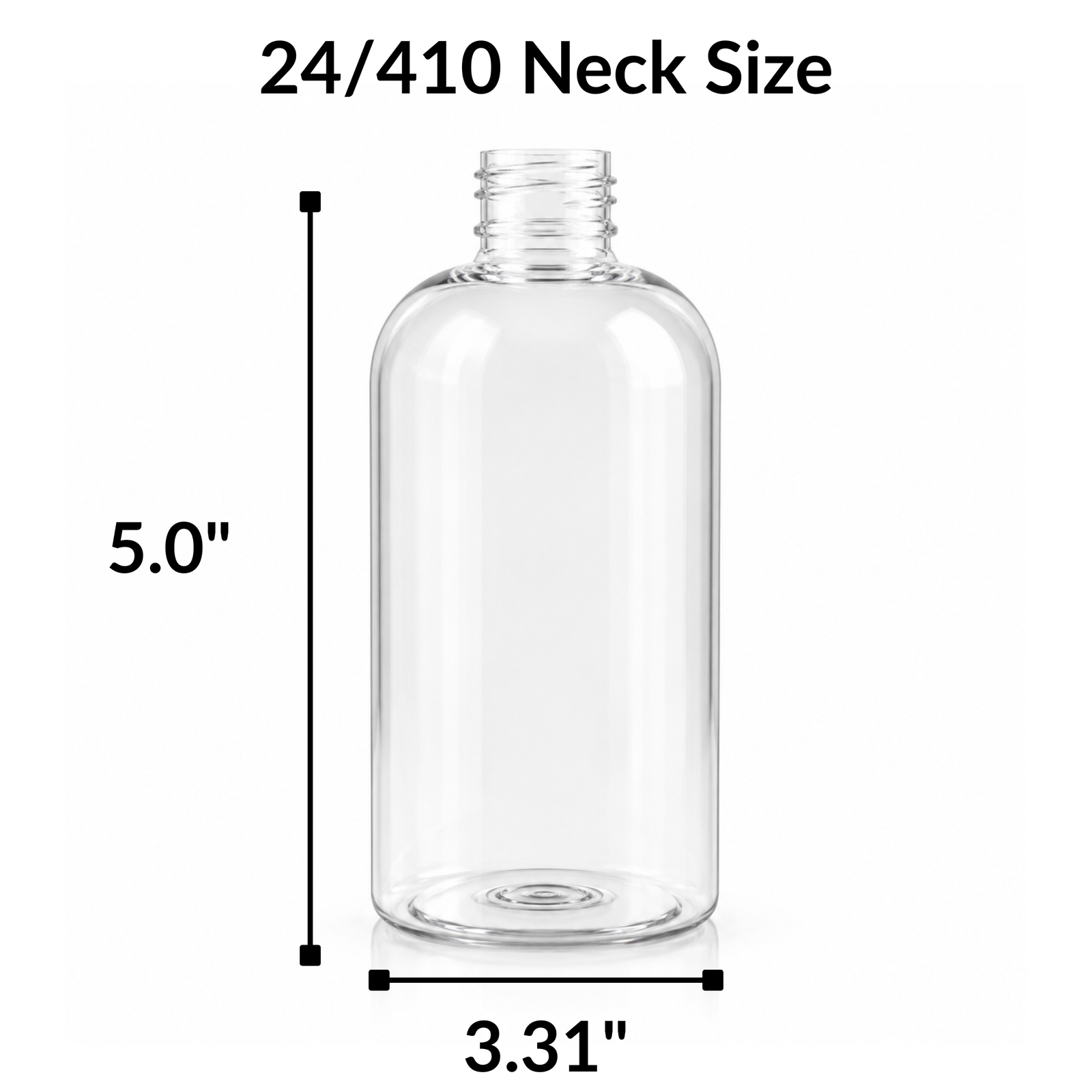 Boston Round Clear PET Bottle 8 oz- 24/410 (10 per bag)