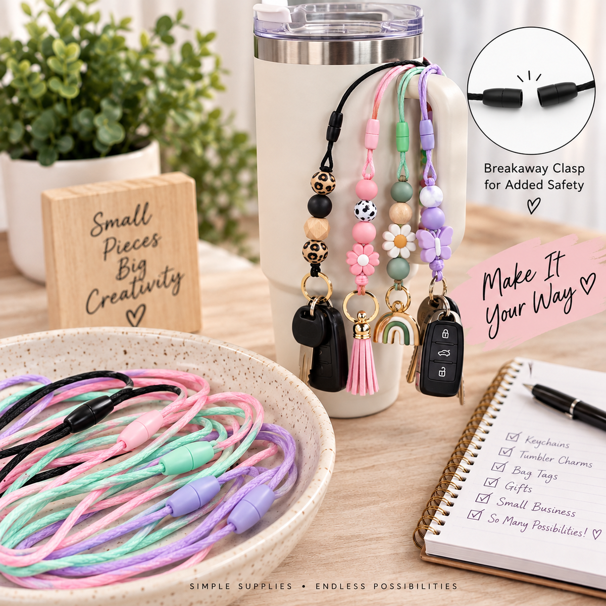 Nylon Thread & Breakaway Clasp Assorted Colors - 4125/LOT