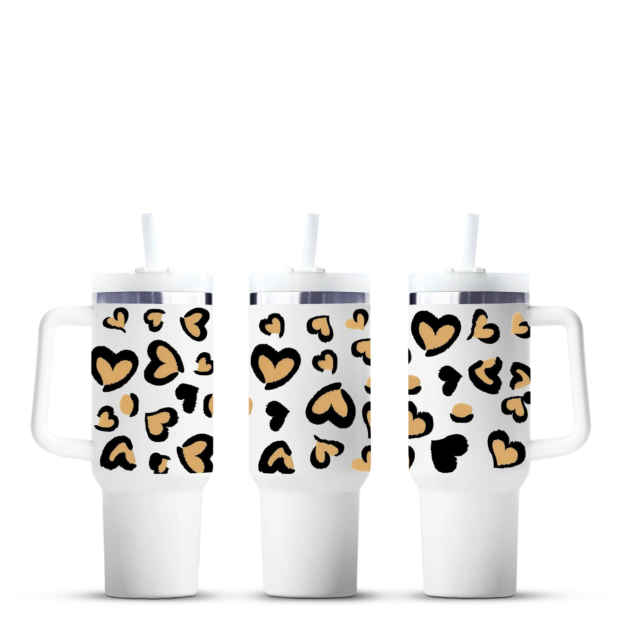 Brown leopard heart print tumbler from Master Maker Crafts, wholesale craft supplies, Ohio. DIY Craft Warehouse