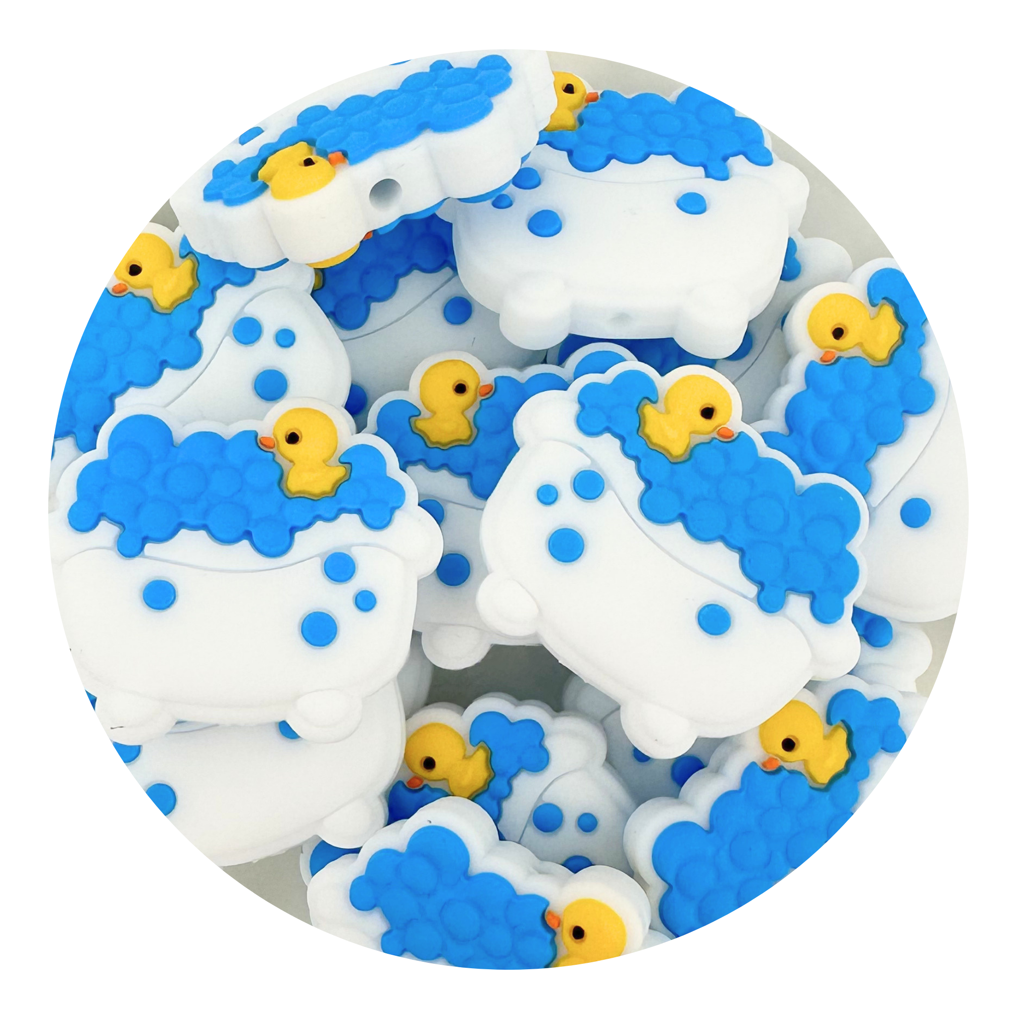 Image of Silicone Focal Bead - Bubble Bath & Duck (5 Beads) sold at Master Maker Crafts. Wholesale prices and fast shipping.