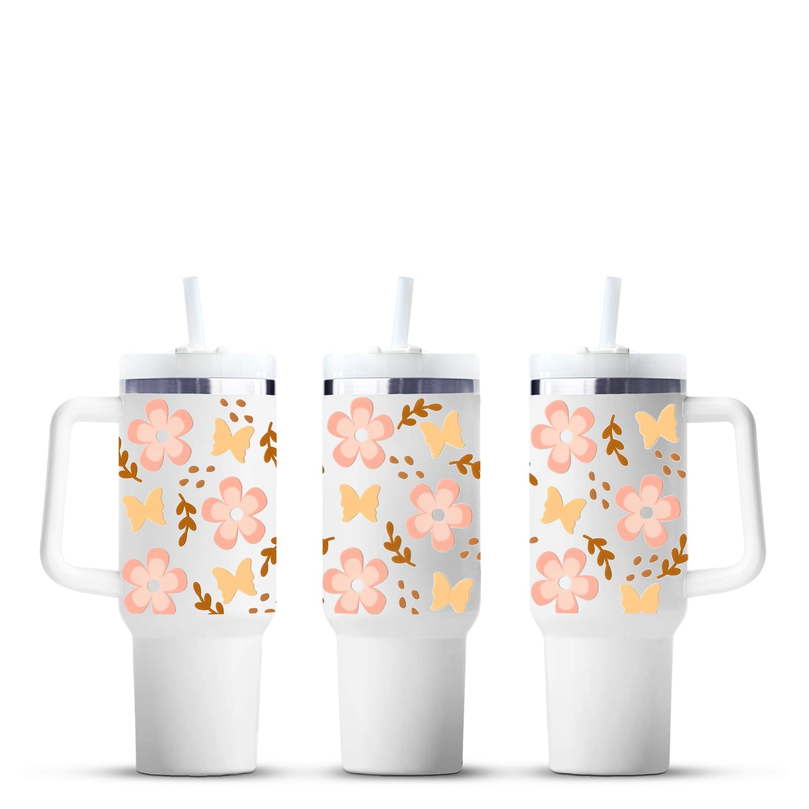 Master Maker Crafts wholesale tumbler with pink flowers and yellow butterflies, fast shipping Ohio
