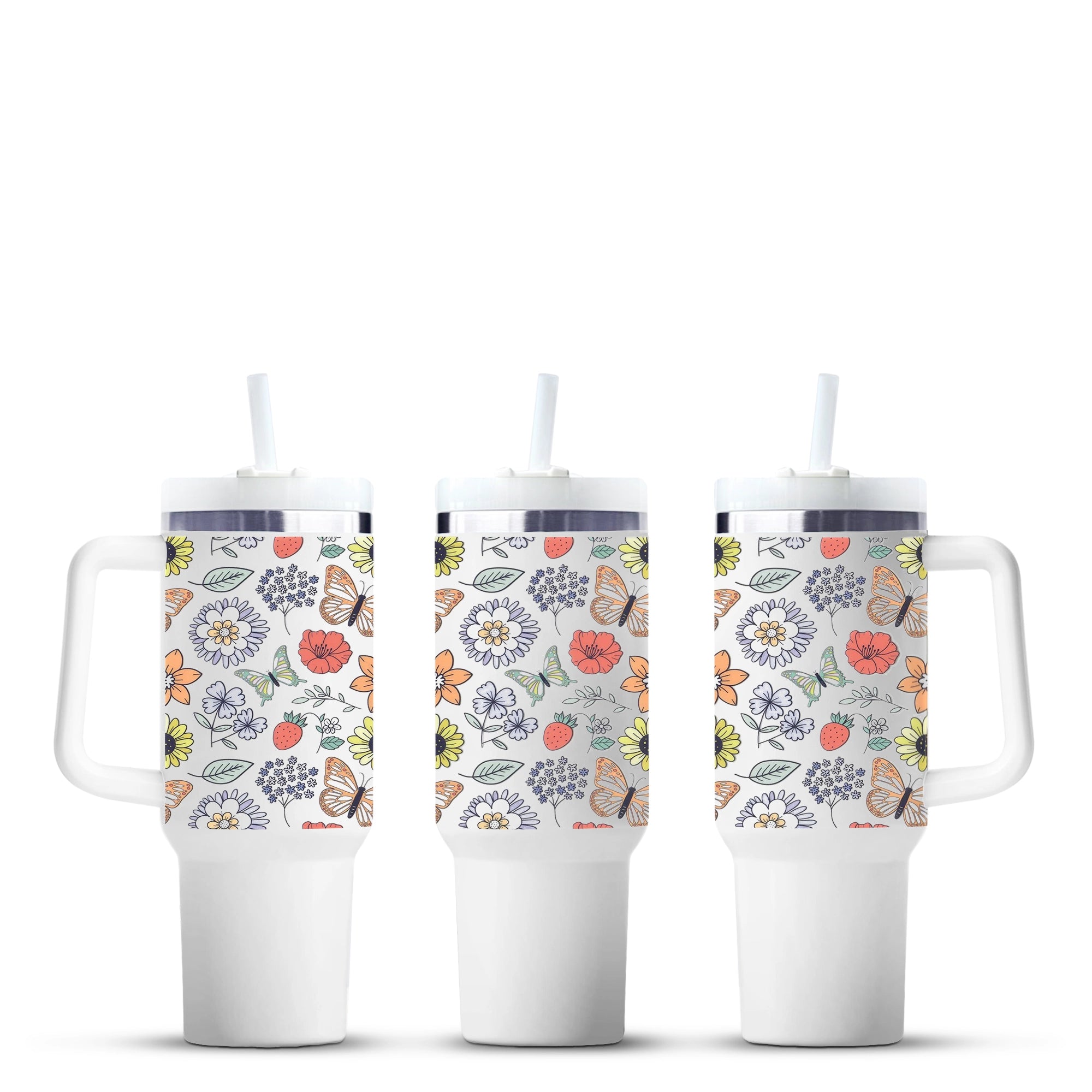 Butterfly garden floral tumblers with handles, Master Maker Crafts wholesale craft supplies Ohio DIY Craft Warehouse