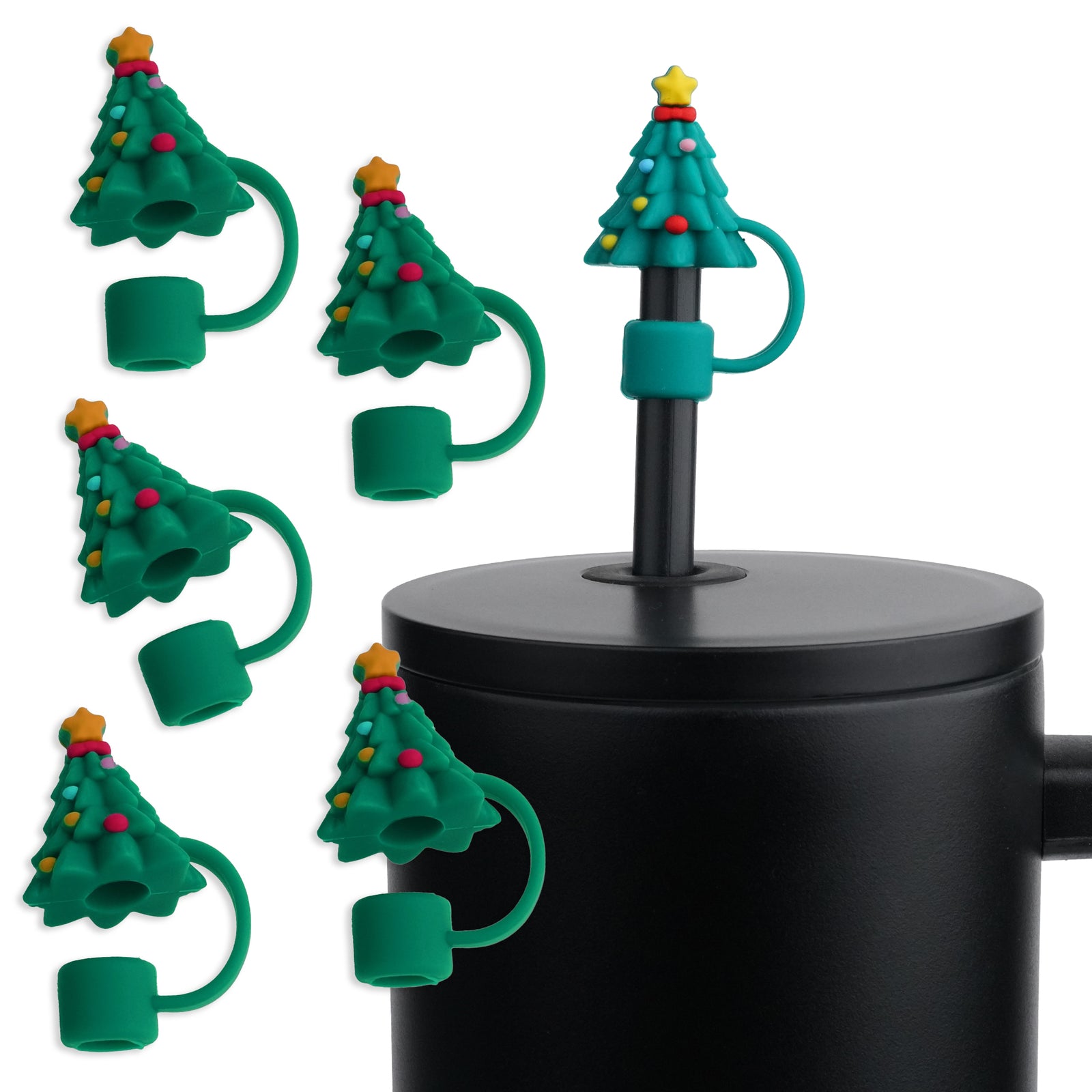 Master Maker Crafts -  Silicone Straw Topper - Christmas Tree Green (5 Toppers) | Master Maker Crafts - Wholesale Craft Supplies - Fast Shipping from Ohio