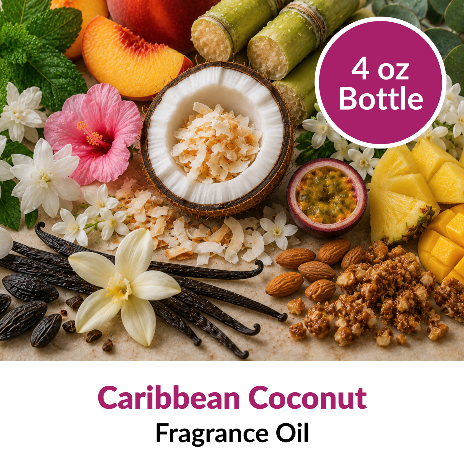 Image of Caribbean Coconut Fragrance Oil (4 oz) sold at Master Maker Crafts. Wholesale prices and fast shipping.