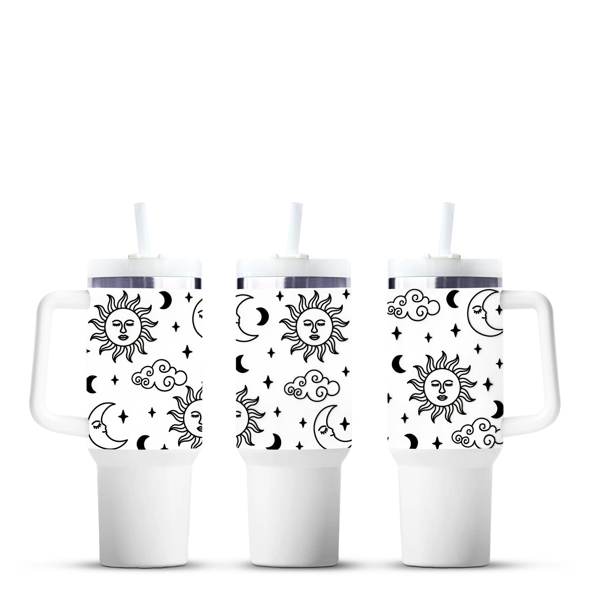 Celestial sun and moon print travel mugs, wholesale craft supplies, Master Maker Crafts Ohio DIY Craft Warehouse