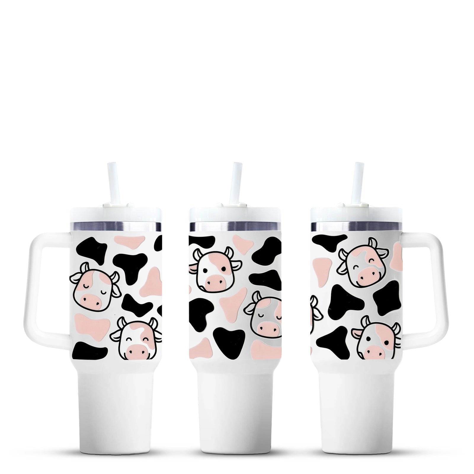 Master Maker Crafts cow print tumblers with cute cow faces, wholesale craft supplies Ohio.