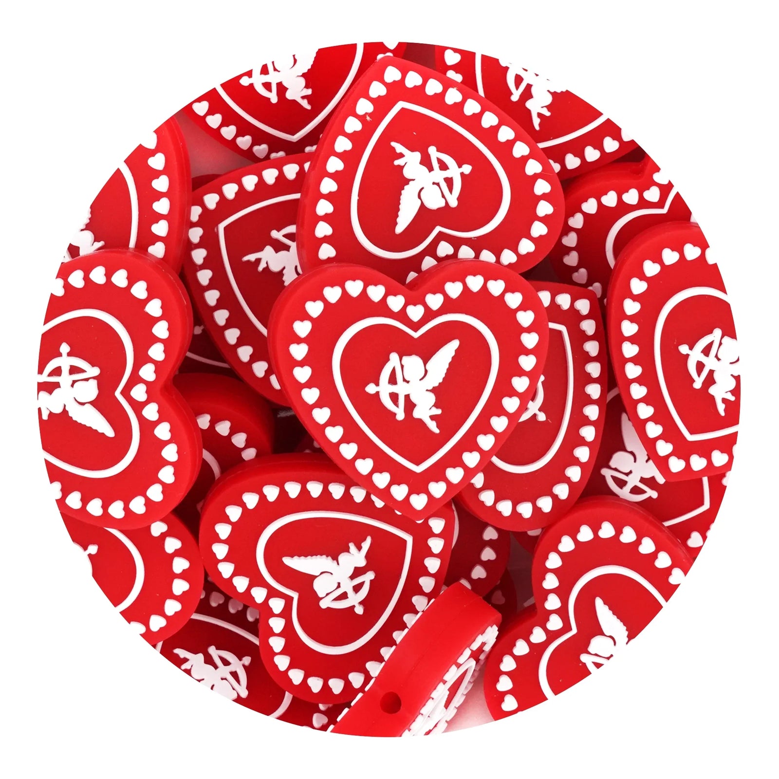 Image of Silicone Focal Bead - Cupid Heart Red (5 Beads) sold at Master Maker Crafts. Wholesale prices and fast shipping.