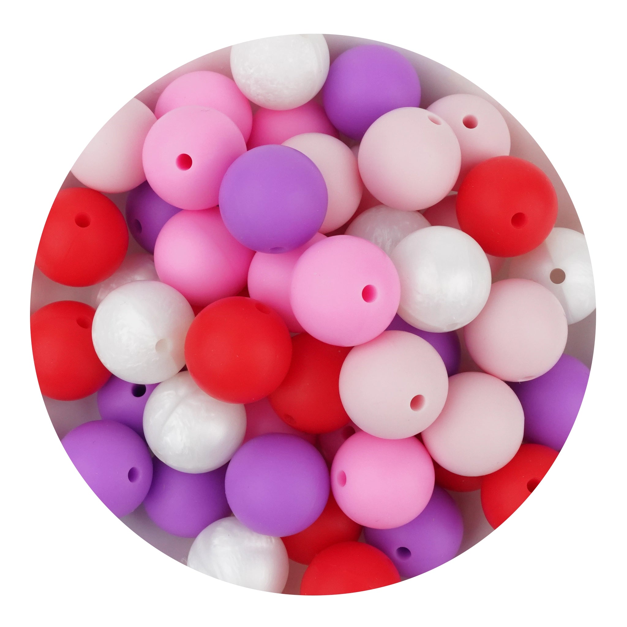 Master Maker Crafts -  Silicone Bead Pack Round - Cupid's Crush (50 Beads - 15mm) DIY Craft Warehouse