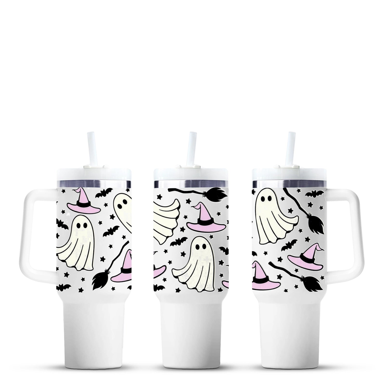Dancing ghosts and witch hats 40oz tumbler, craft supply, Master Maker Crafts Ohio wholesale