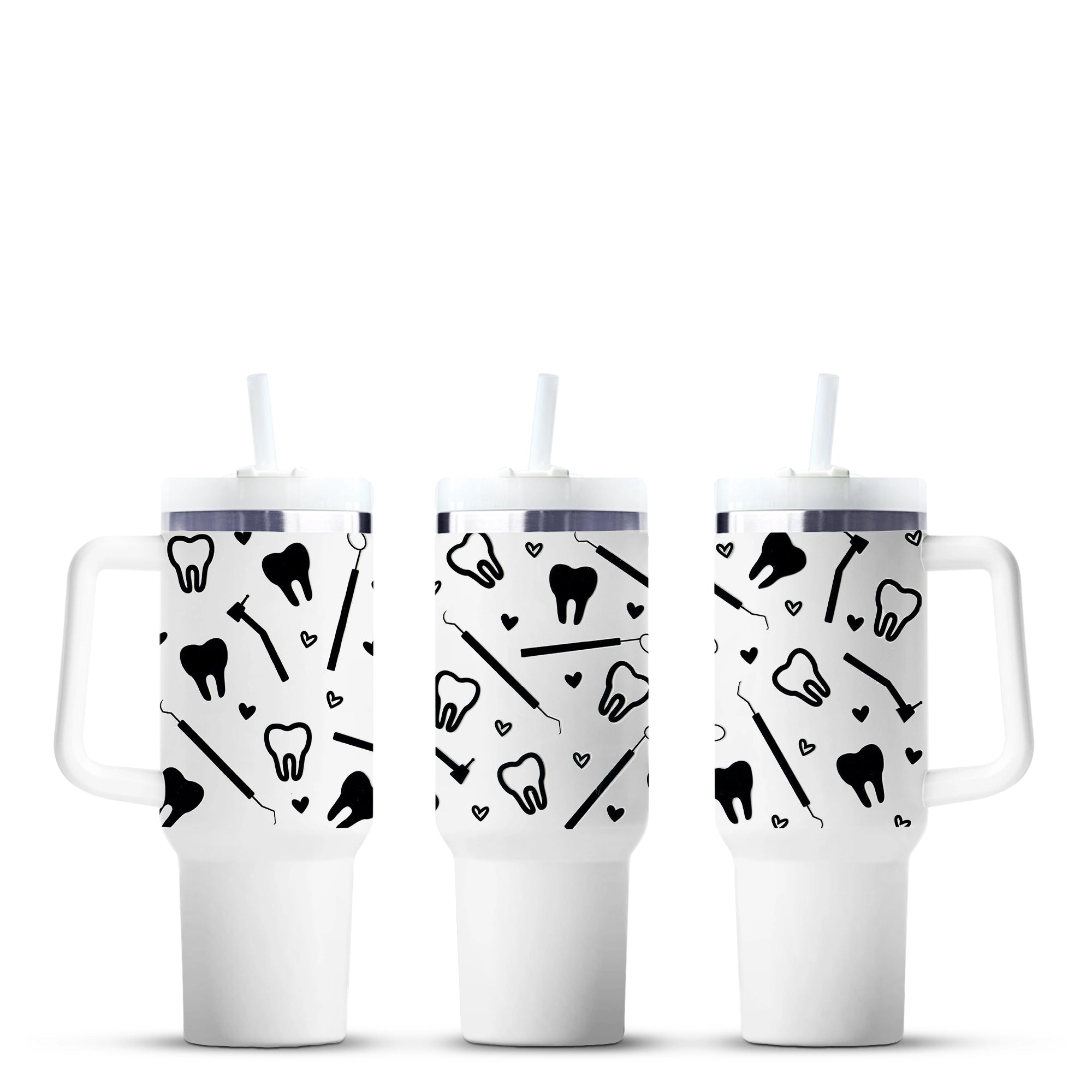 Dentist themed 40oz tumbler from Master Maker Crafts, dental pattern, wholesale fast shipping Ohio DIY Craft Warehouse