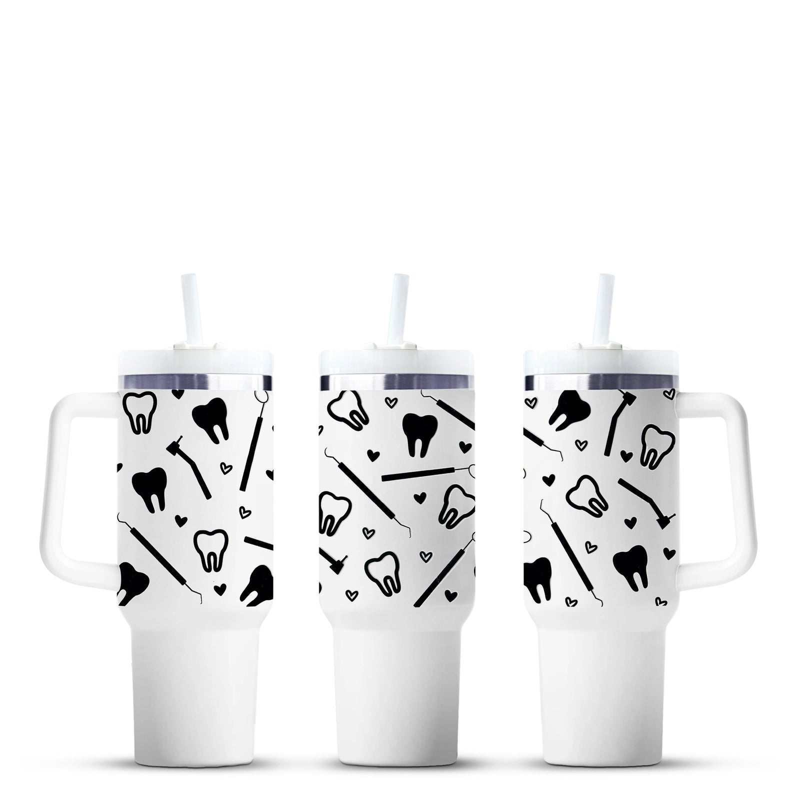 Dentist themed 40oz tumbler from Master Maker Crafts, dental pattern, wholesale fast shipping Ohio