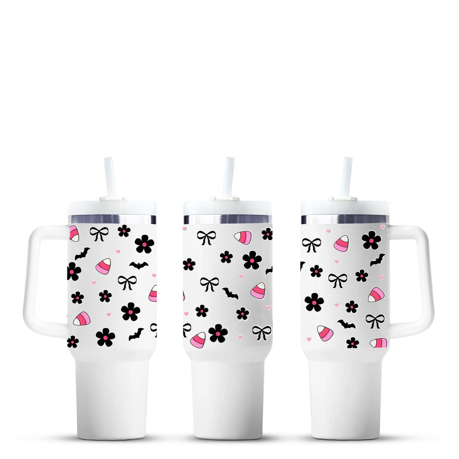 Floral, bats, and candy corn tumbler cups, Master Maker Crafts wholesale craft supplies, Ohio