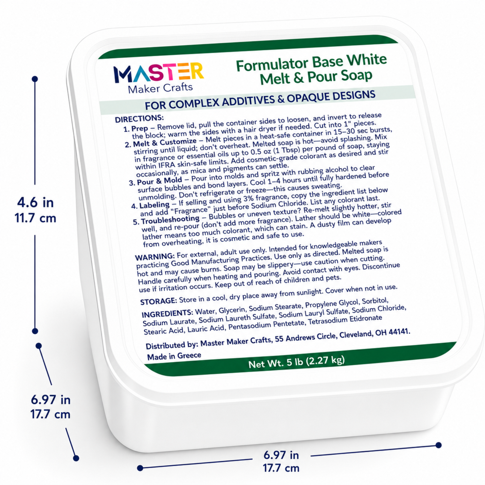 Formulator Melt & Pour Soap Base - Transparent (5 lb Tub)