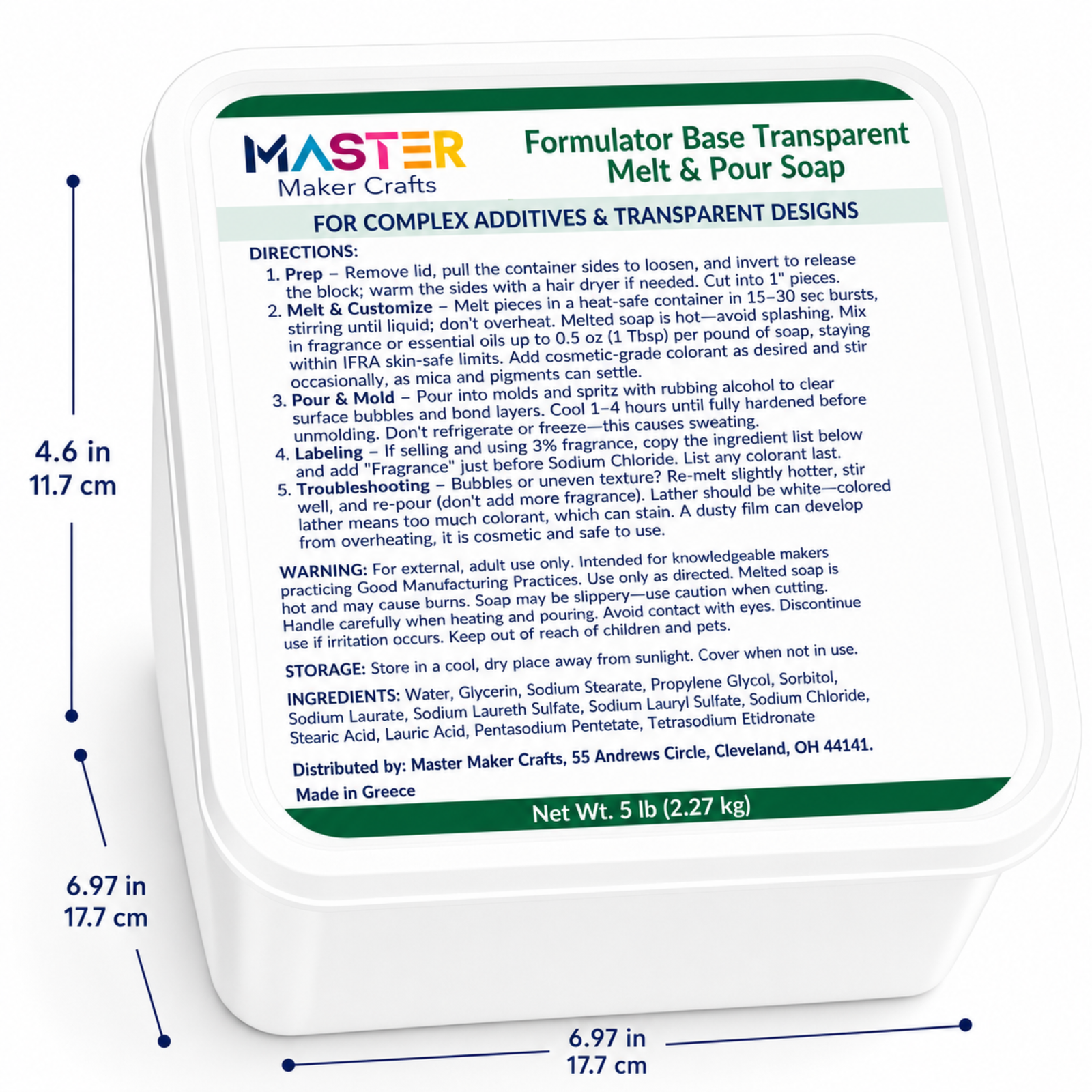 Formulator Melt & Pour Soap Base - White (5 lb Tub)