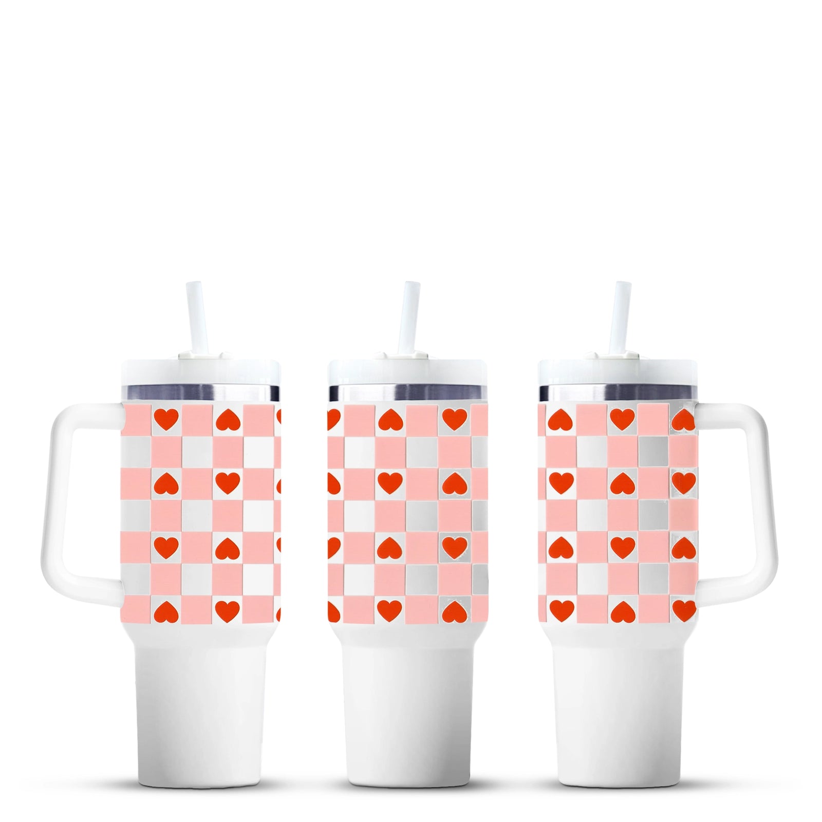 Gingham heart tumblers with pink and red checkered hearts, Master Maker Crafts wholesale Ohio
