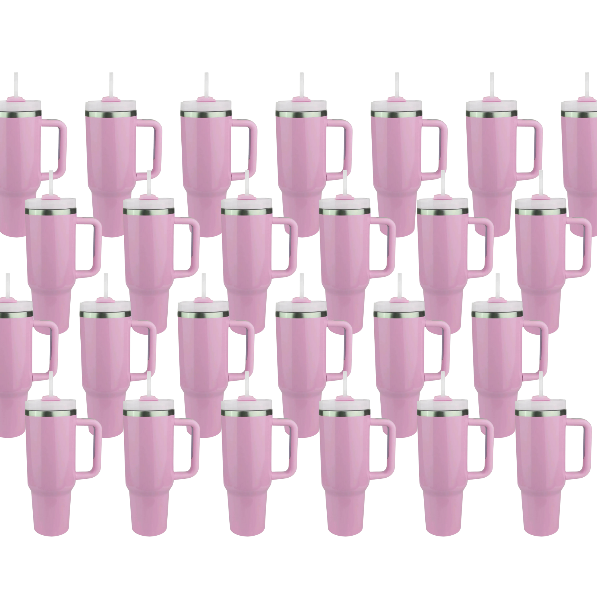 Image of 40 oz Handled Tumbler Standard Glossy - Pink (25 Piece CASE) sold at Master Maker Crafts. Wholesale prices and fast shipping.