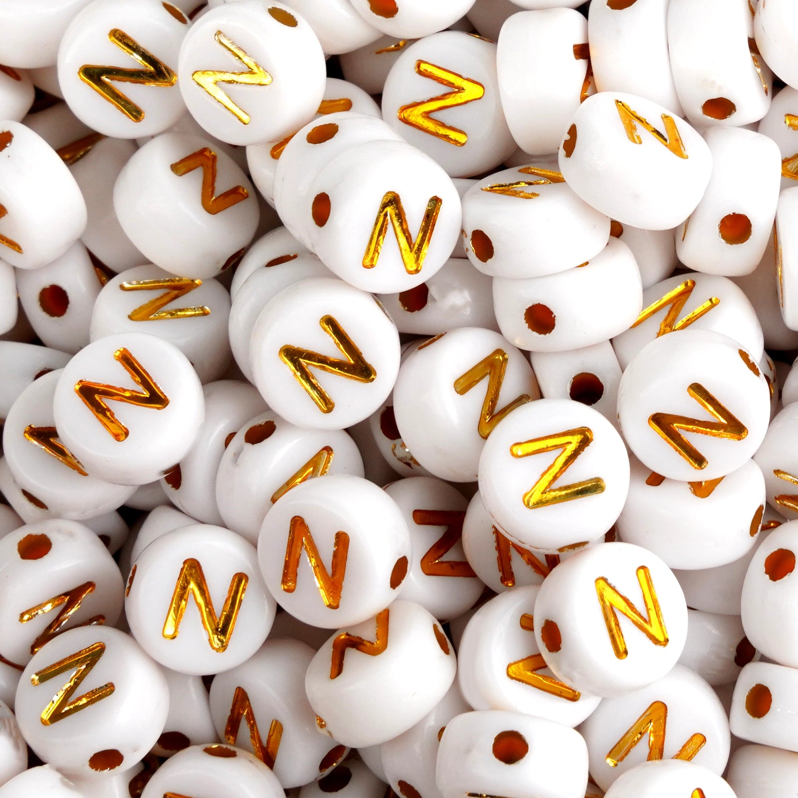 Gold letter N round beads, Master Maker Crafts wholesale craft supplies, fast shipping Ohio