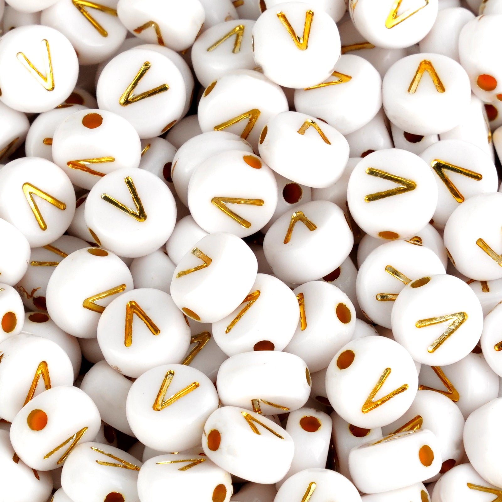 White round beads with gold V design, Master Maker Crafts wholesale craft supplies Ohio