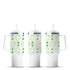 Three white tumblers with green shamrock clover print, Master Maker Crafts wholesale Ohio DIY Craft Warehouse