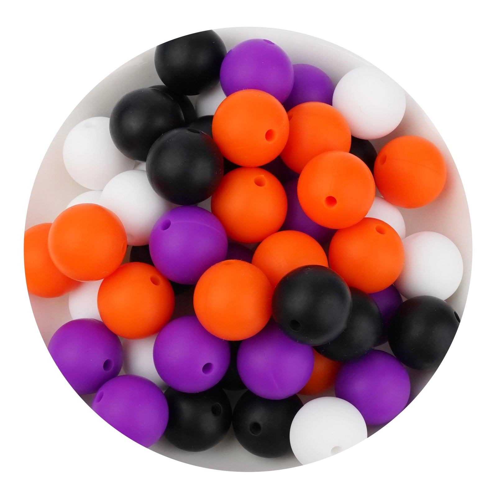 Halloween round bead pack with orange, black, purple, and white beads, Master Maker Crafts Ohio