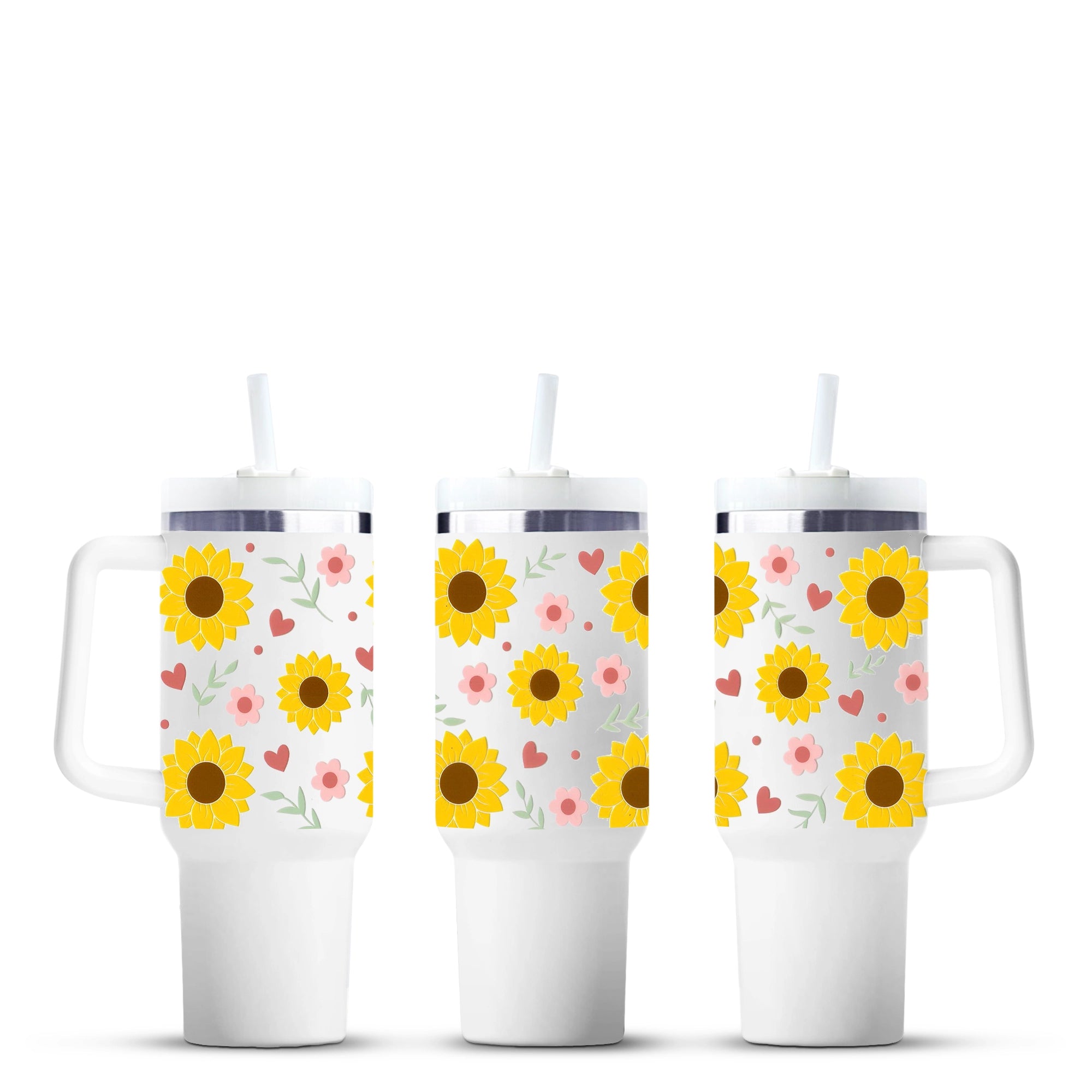 Sunflower and heart floral tumbler cups, Master Maker Crafts wholesale craft supplies, Ohio fast shipping DIY Craft Warehouse
