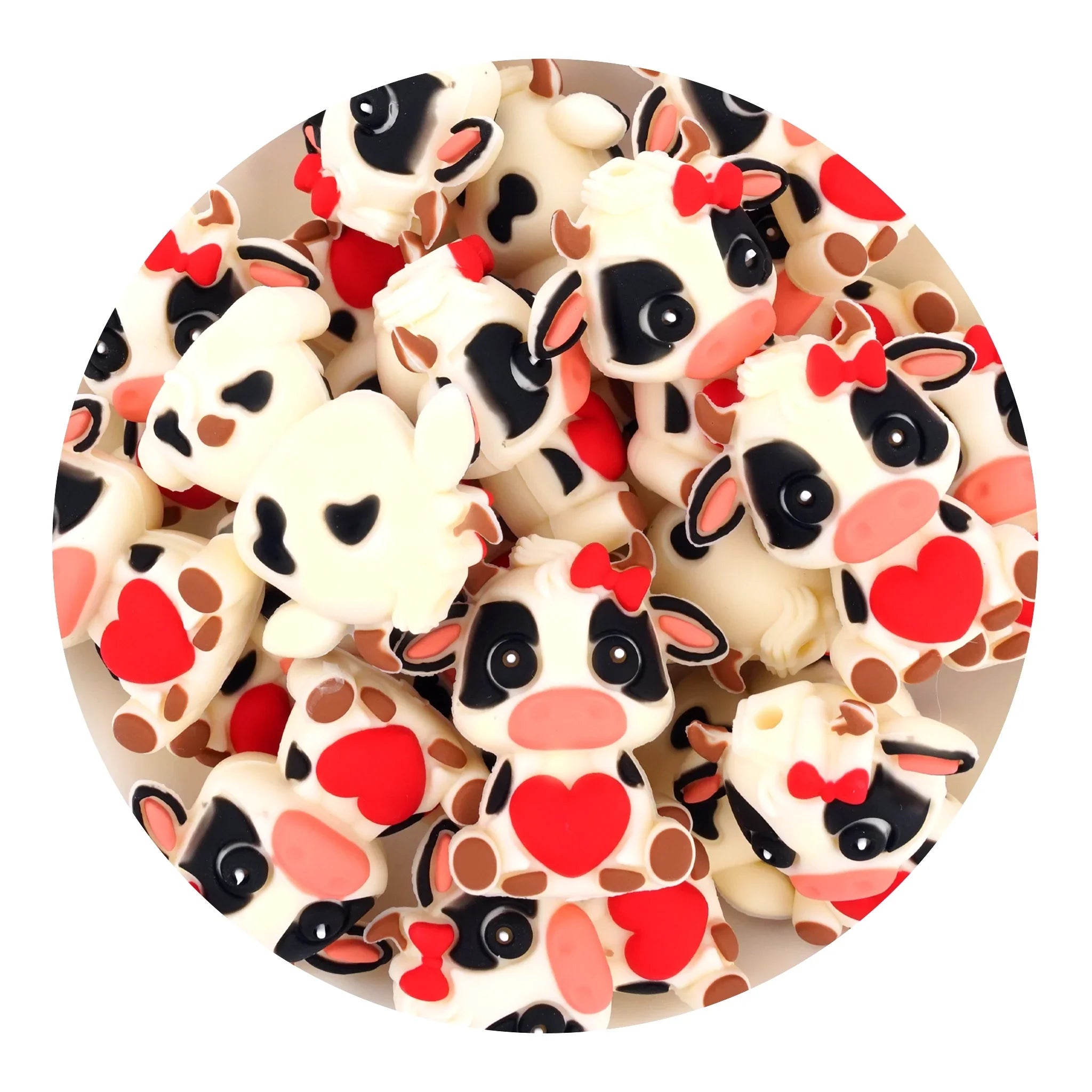 Image of Silicone 3D Focal Bead - Heart Highland Cow (5 Beads) sold at Master Maker Crafts. Wholesale prices and fast shipping.