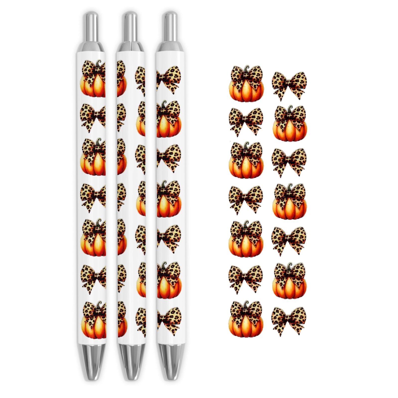 Master Maker Crafts -  UV DTF Pen Wrap Only - Cheetah Bow Pumpkin 5 Decals 4.25